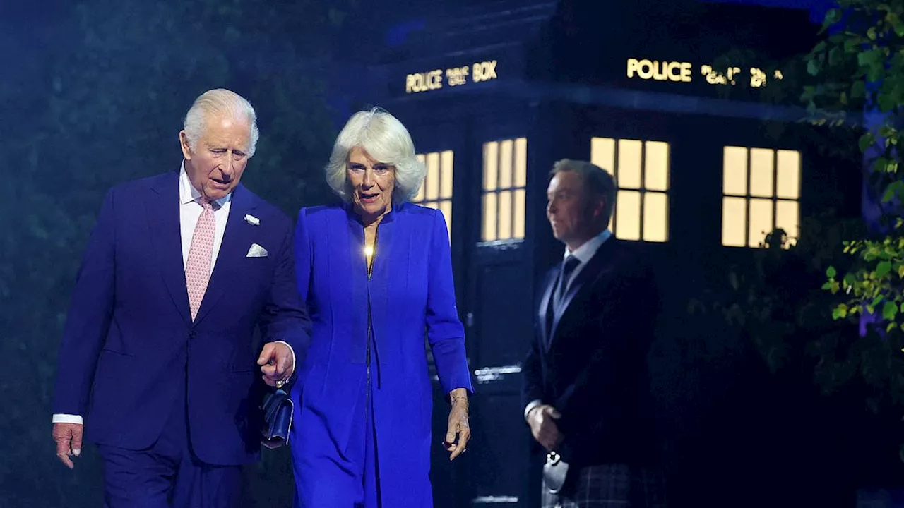 Royal Spectacle: King Charles and Queen Camilla Arrive via TARDIS at Glasgow Games