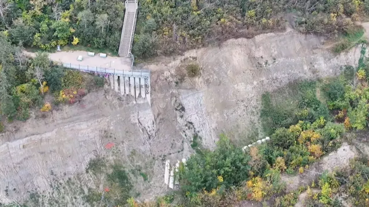 Edmonton Closes Keillor Point Viewpoint After Landslide Washes Away Six Pillars