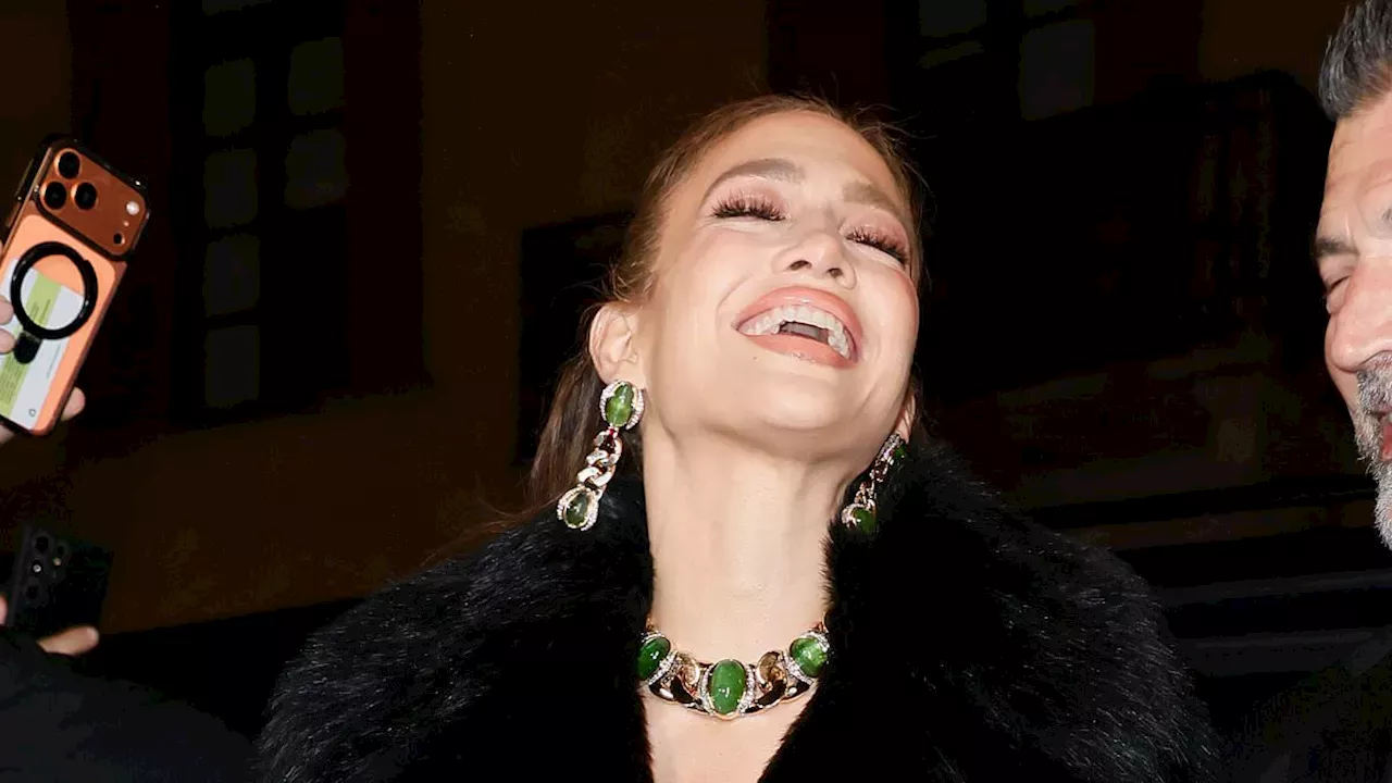 Jennifer Lopez Wears Sheer Lace Dress at Dolce & Gabbana Milan Party