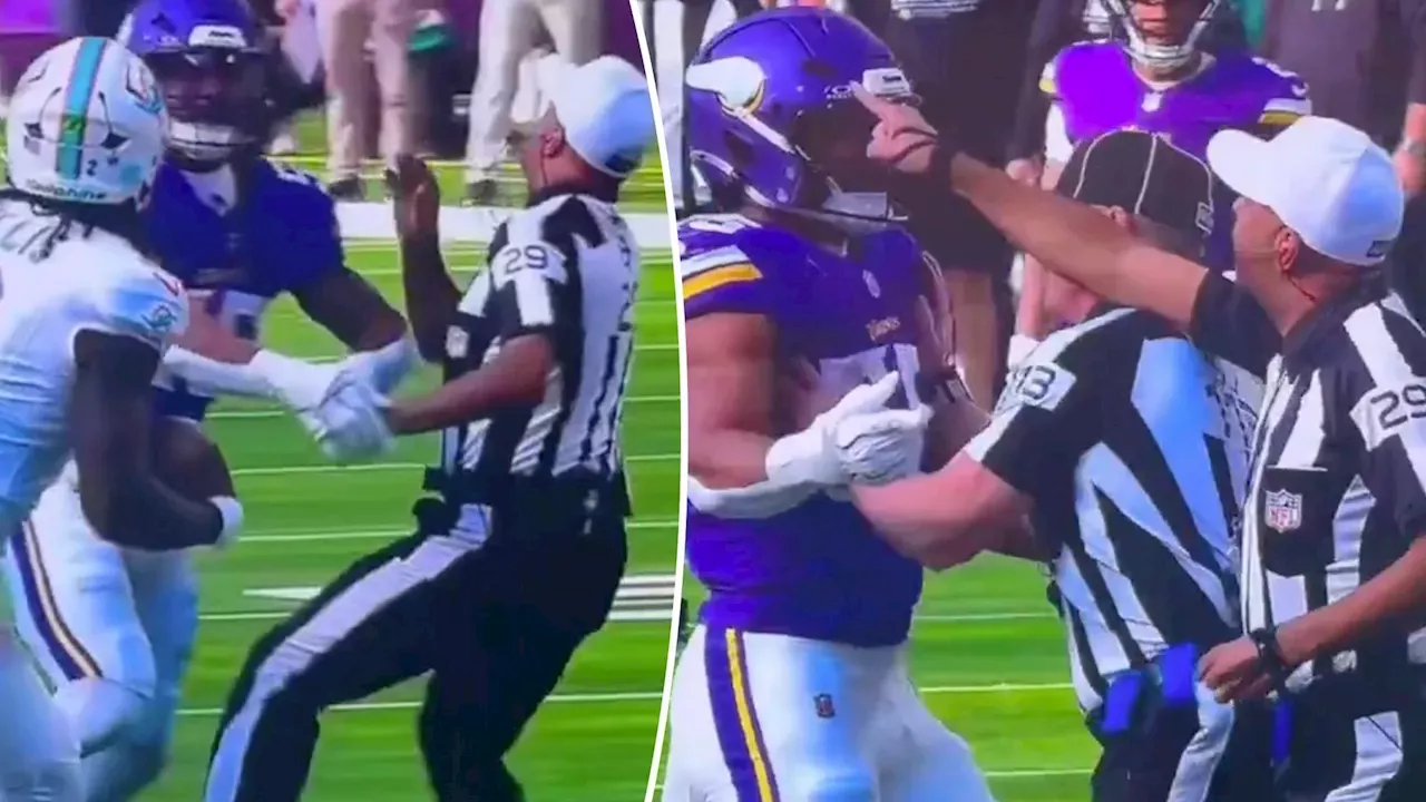 Referee Adrian Hill Shoves Vikings Player After Accidental Collision