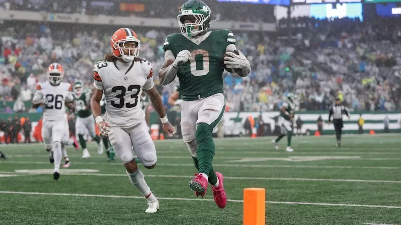 Braelon Allen’s Career Day Powers Jets Past Browns in Rain-Soaked Battle