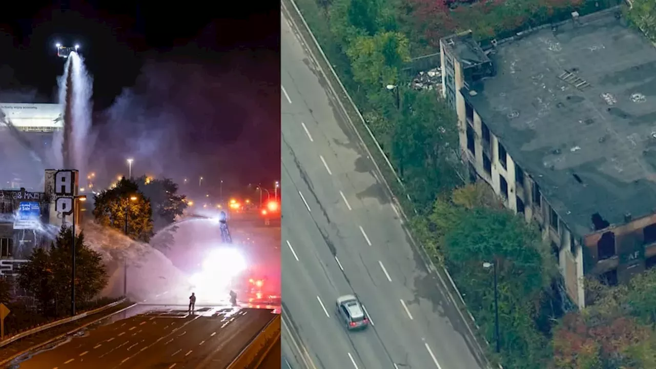 Northbound DVP closed until Friday as fire-damaged building demolished