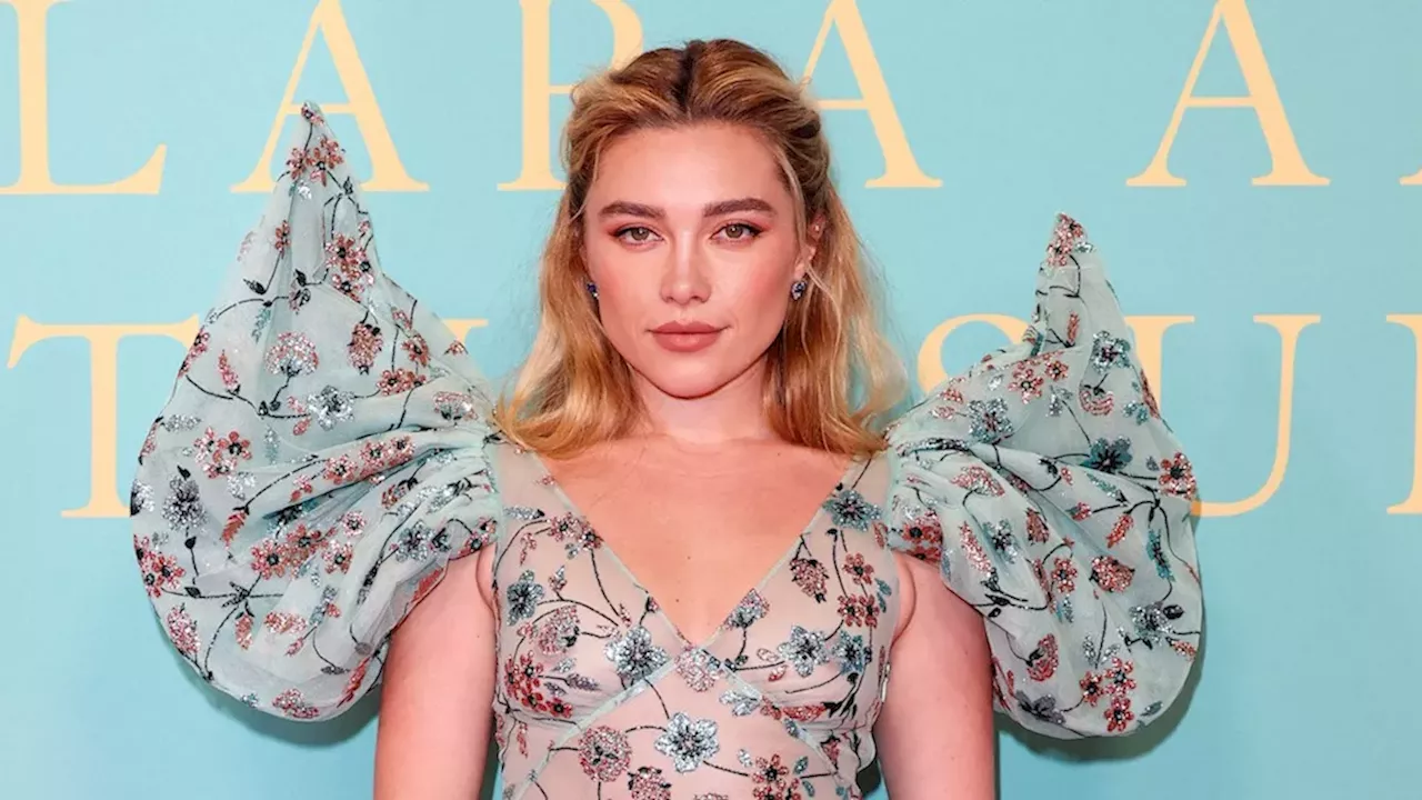 Florence Pugh, 30, Wears Sheer Blue Floral Gown at Klara and the Sun Premiere in London