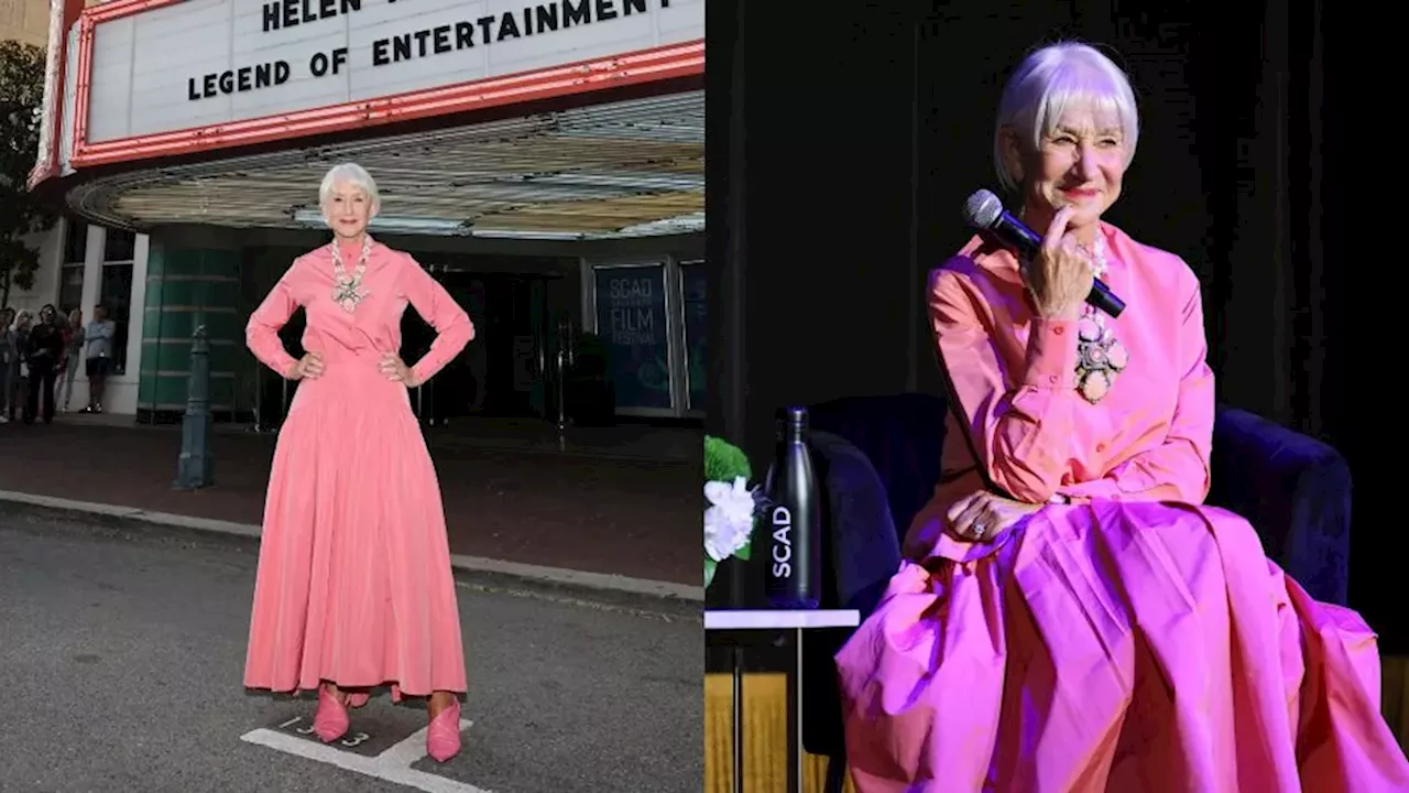 Neon Pink and Noir: Helen Mirren’s High-Fashion Savannah Debut